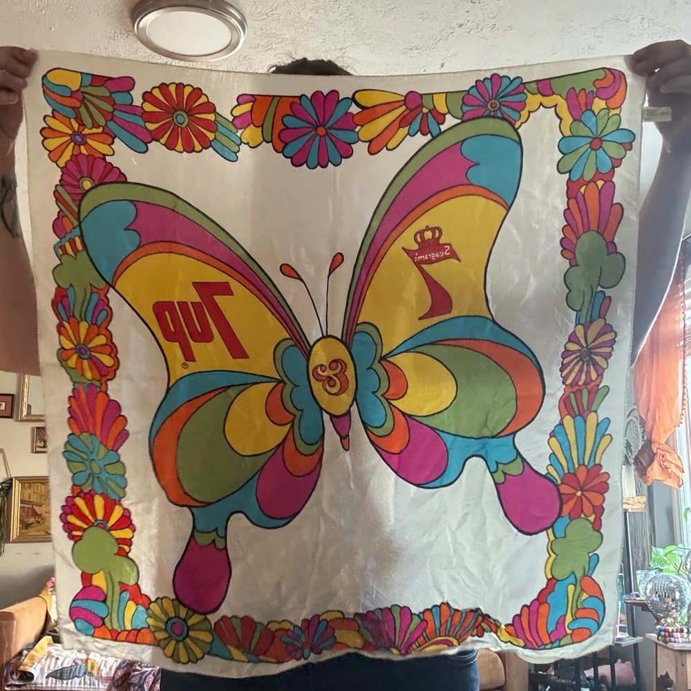 Vintage 1970s psychedelic scarf/handkerchief Seagrams 7 & 7UP x Peter Max